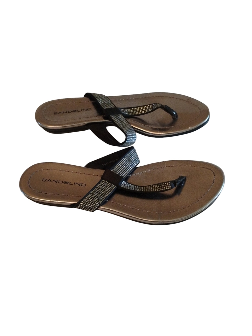 Bandolino Black Rhinestone Accent Thong Sandals SZ 5.5